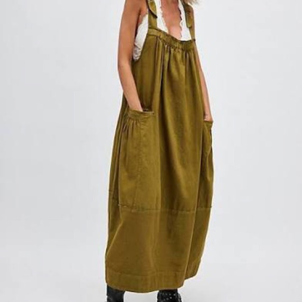 NWOT Free People Olive Maxi Dress with Pockets Size Small